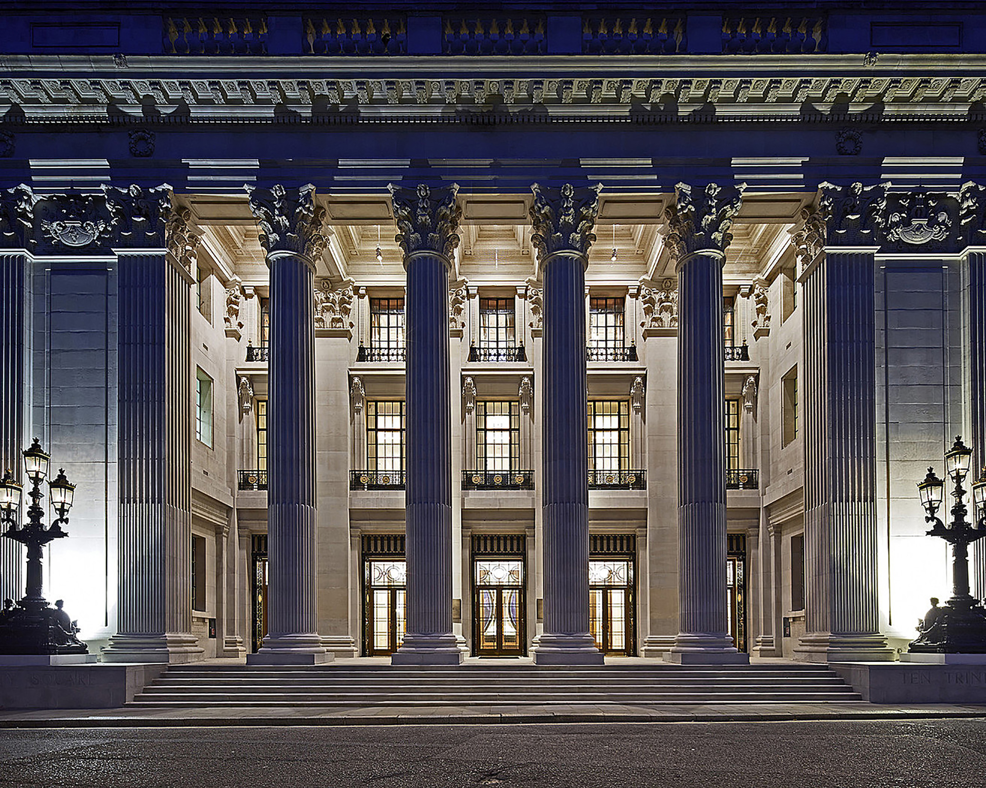 The columned exterior of Ten Trinity Square