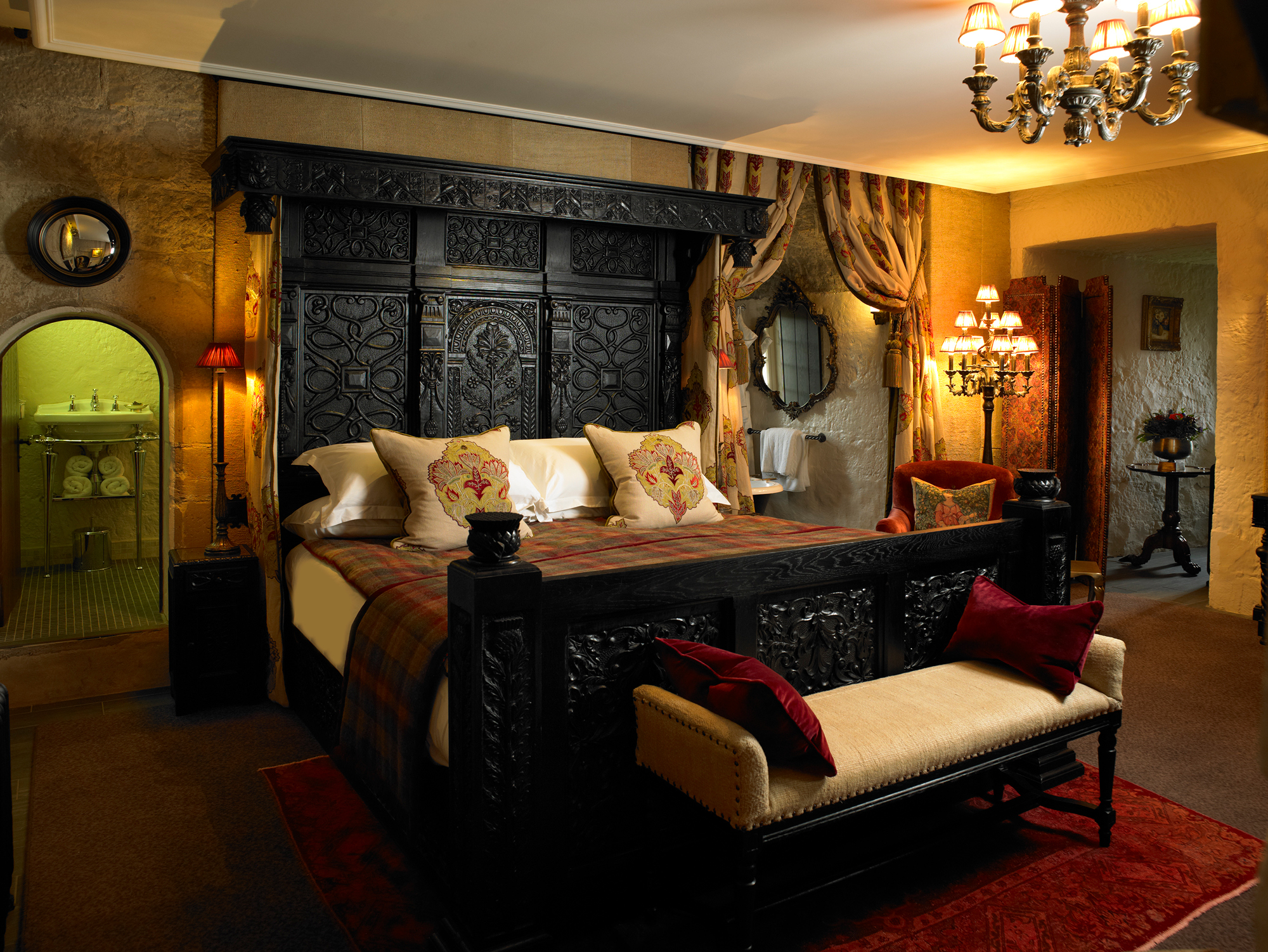 The Mary Queen of Scots bedroom, where the queen stayed when visiting Borthwick Castle
