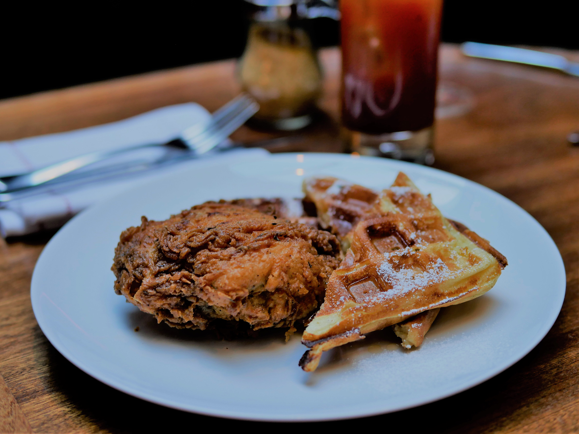 Fried Chicken and Waffles - Merchants Tavern