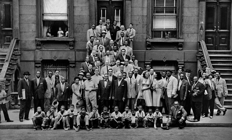 Iconic group shot of the time's greatest jazz musicians, taken . by Art Kane