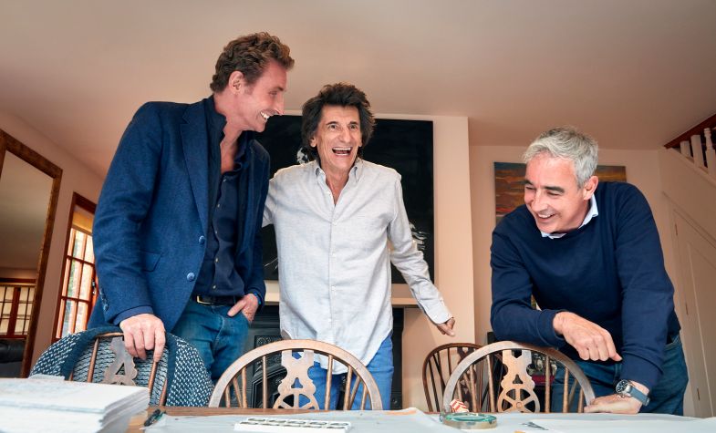 Ronnie Wood with Bremont Brothers Nick and Giles