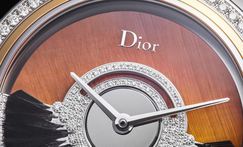 Dior’s 36mm Grand Bal Plume has an automatic movement featuring black feathers set on an oscillating weight recreating the swirl of a ball gown. It features a tiger’s eye stone dial with diamonds and is limited to 88 pieces. £23,600, DIOR