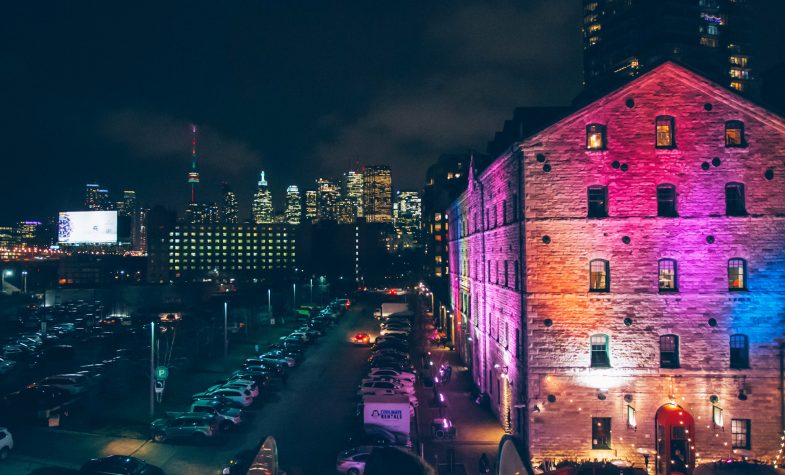 Toronto from the Distillery District at night