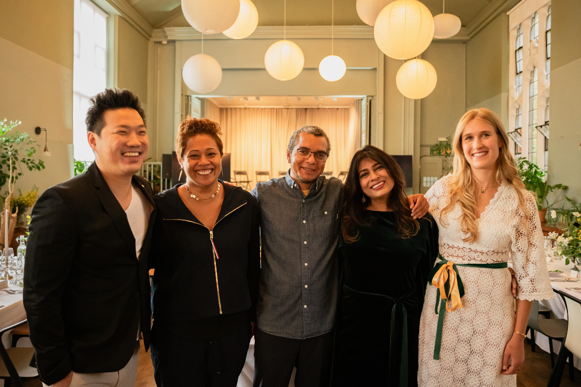 The Cobra Collective. From left to right: Michelin chef Andrew Wong, MasterChef host Monica Galetti, beer sommelier Ed Hughes, restaurateur Nisha Katona MBE, and content creator, Alexandra Dudley