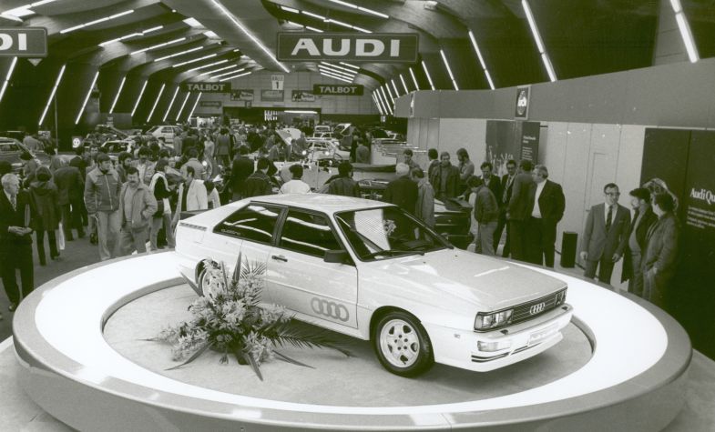 The first four-wheel-drive Audi Quattro in 1980