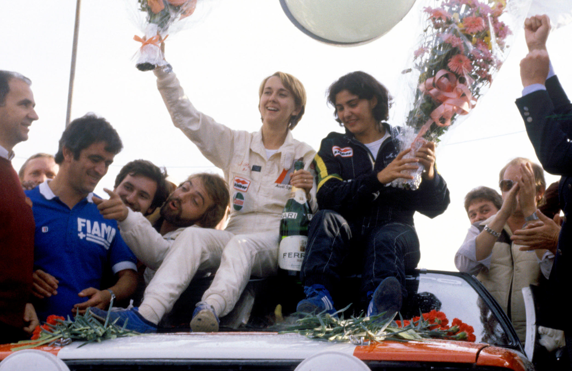 Rally drivers Fabrizia Pons and Michèle Mouton at Rallye Sanremo in 1981
