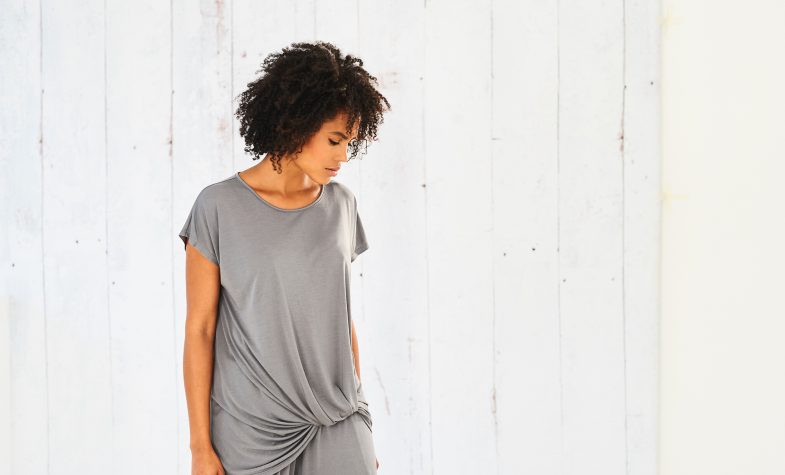 The Drape Knot tee is one of Cucumber-founder Eileen Willett's go-to working from home pieces