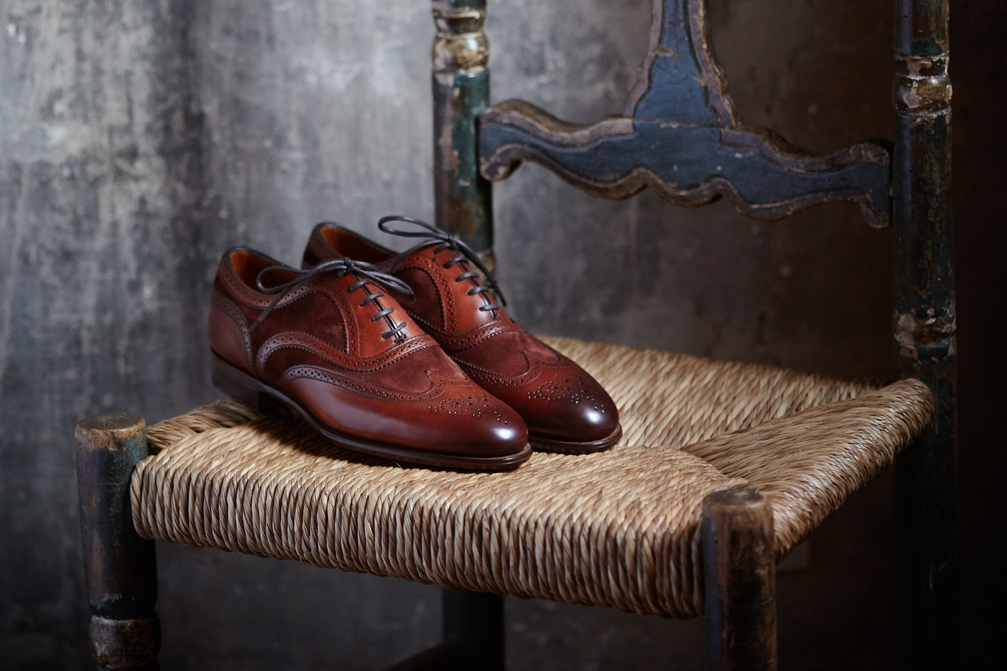 Edward Green made-to-order Ladies Malvern shoes in redwood leather and clove suede