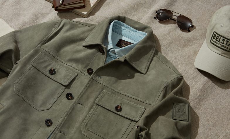 The Belstaff Recruit overshirt in featherweight suede is a key item in the Belstaff Summer Exclusive collection