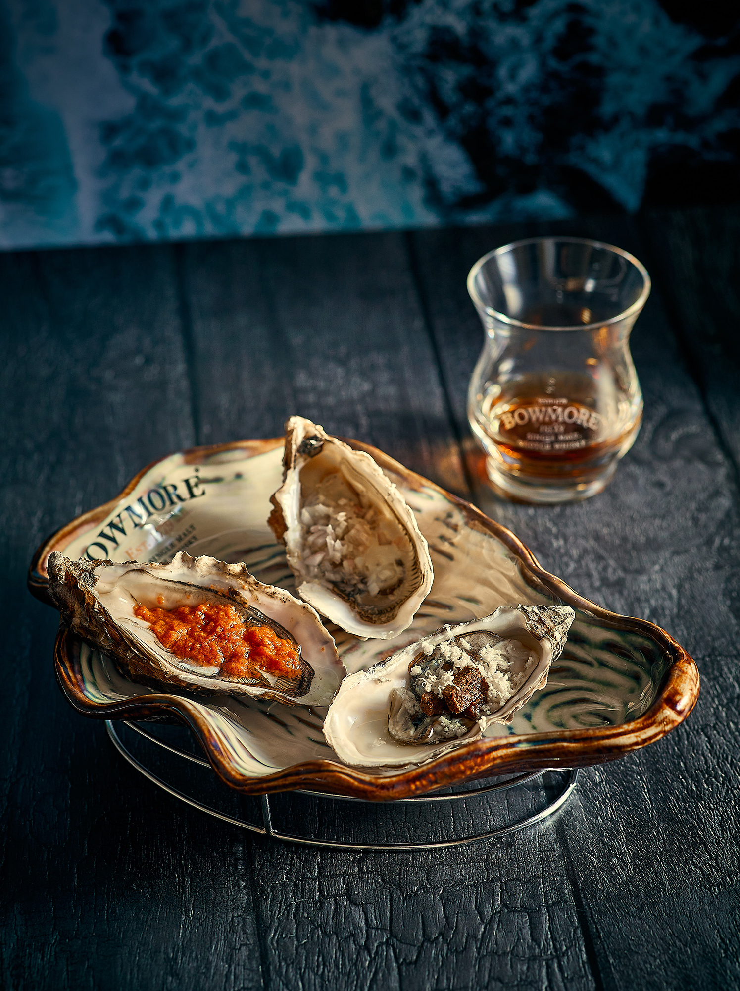 Oyster luge with Bowmore whisky