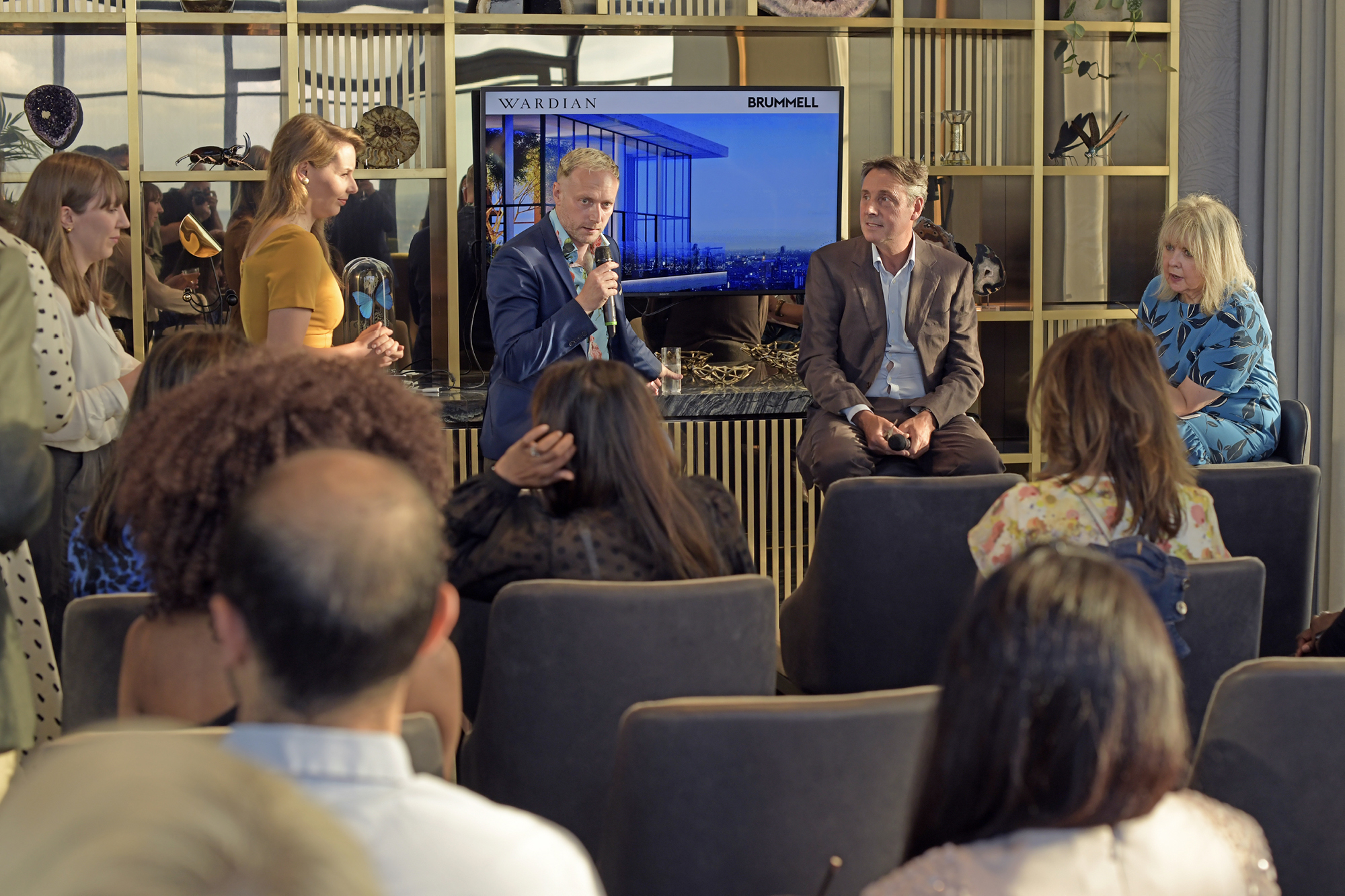 The panel event hosted by Anne Ashworth, with panellists Glenn Howells, Matt Morley, and Darren Henderson