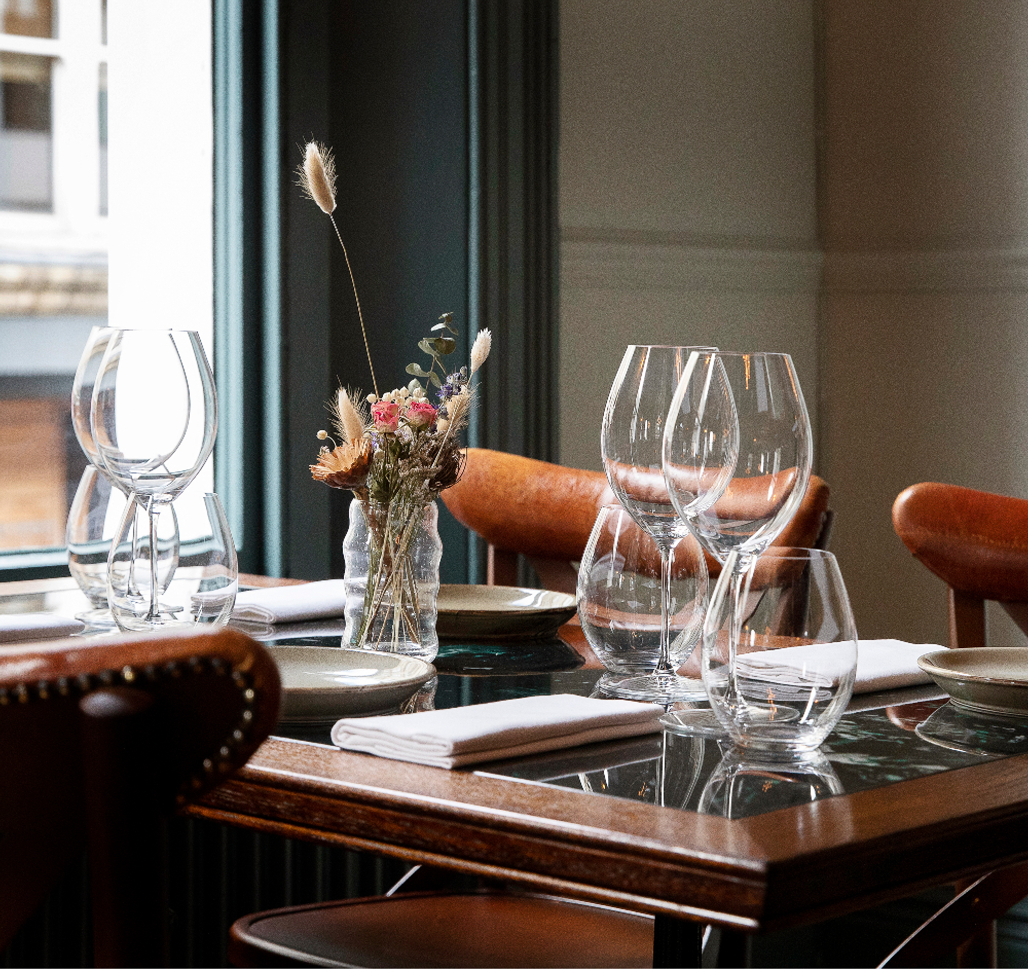 The elegant upstairs dining room at The Princess of Shoreditch