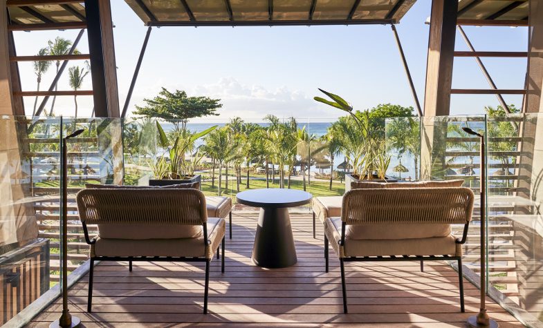 The terrace of a Junior Suite at LUX* Grand Baie