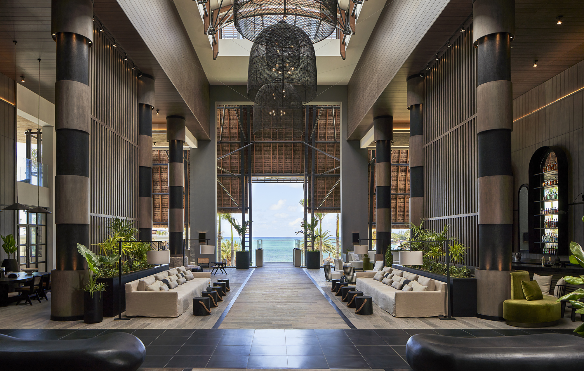 The striking lobby at LUX* Grand Baie