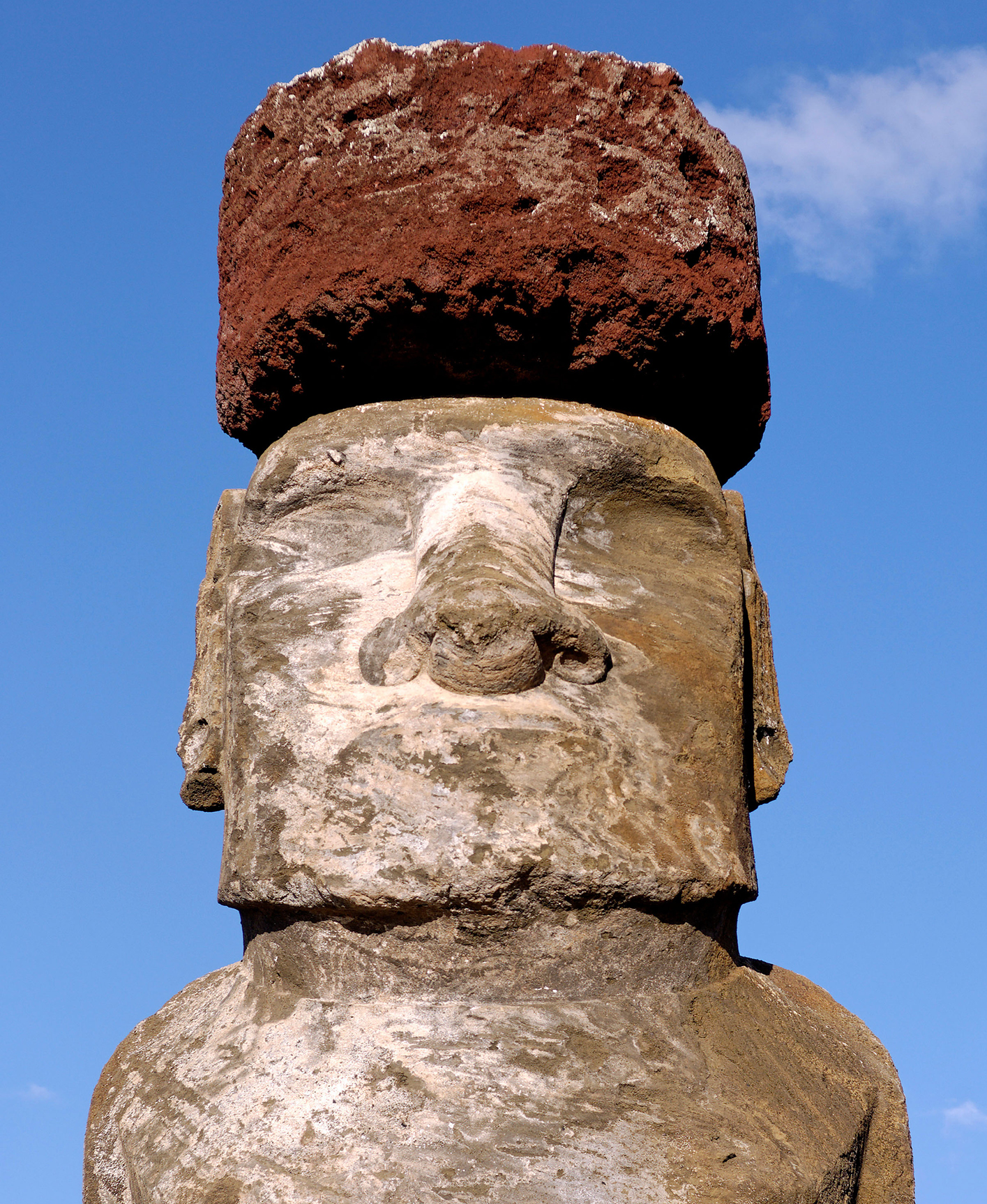 One of the Ahu Tongariki Fifteen, a collection of 15 ceremonial stone moai that make up the largest monument on Easter Island