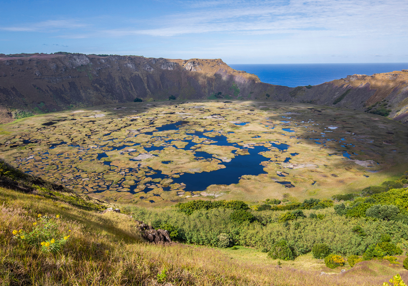 The view out over the Rano Kau volcano