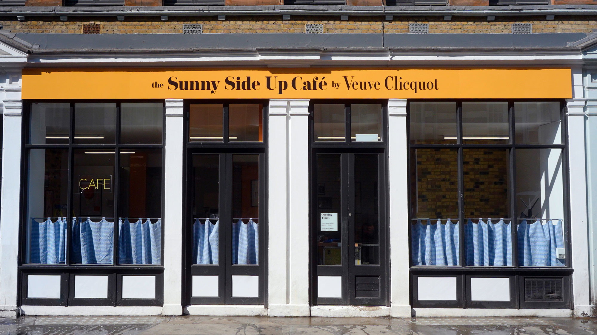 The Sunny Side Up Café by Veuve Clicquot on Greek Street, Soho