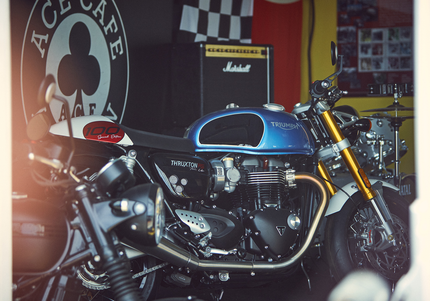 Triumph Thruxton RS Ton Up motorcycle at the Ace Cafe