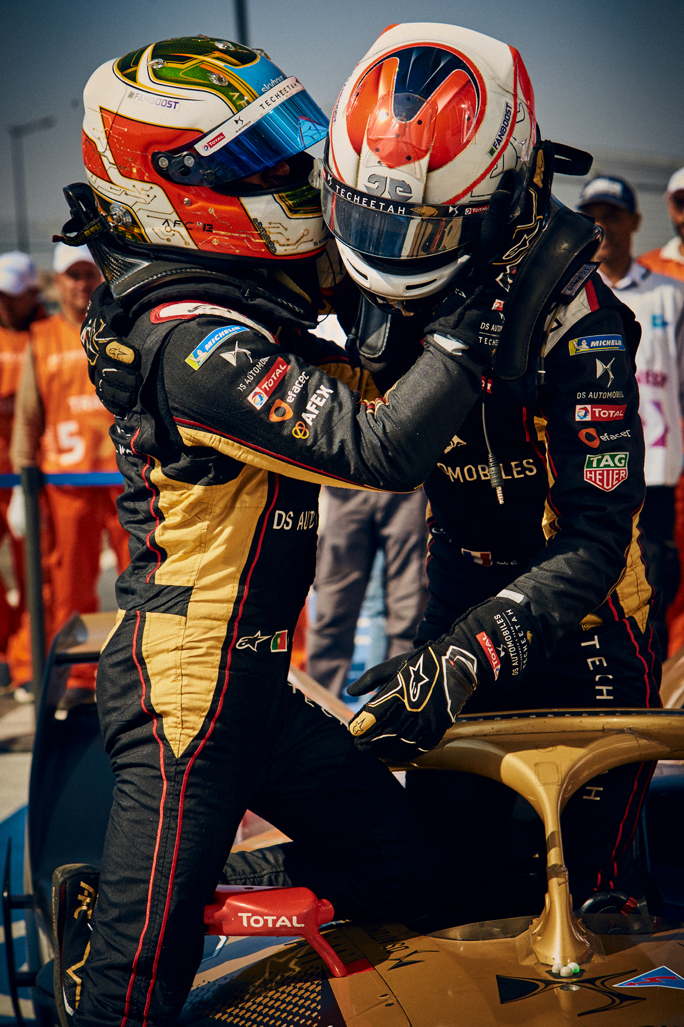 Jean-Éric Vergne and teammate celebrate their success