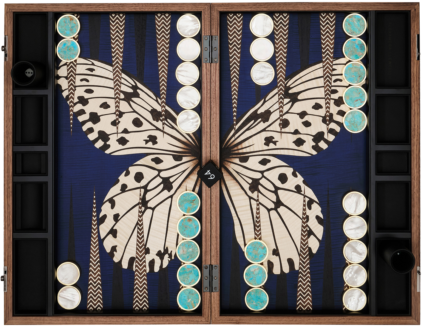 This full-size Alexandra Llewellyn set, also from the Net-a-Porter commission, features a Malayan tree nymph butterfly