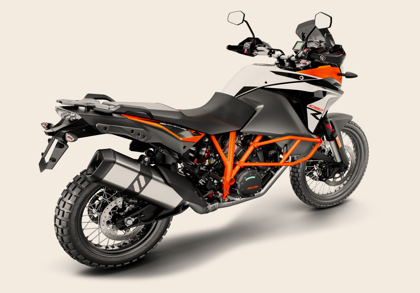 KTM 1090 Adventure motorcycle white orange and black