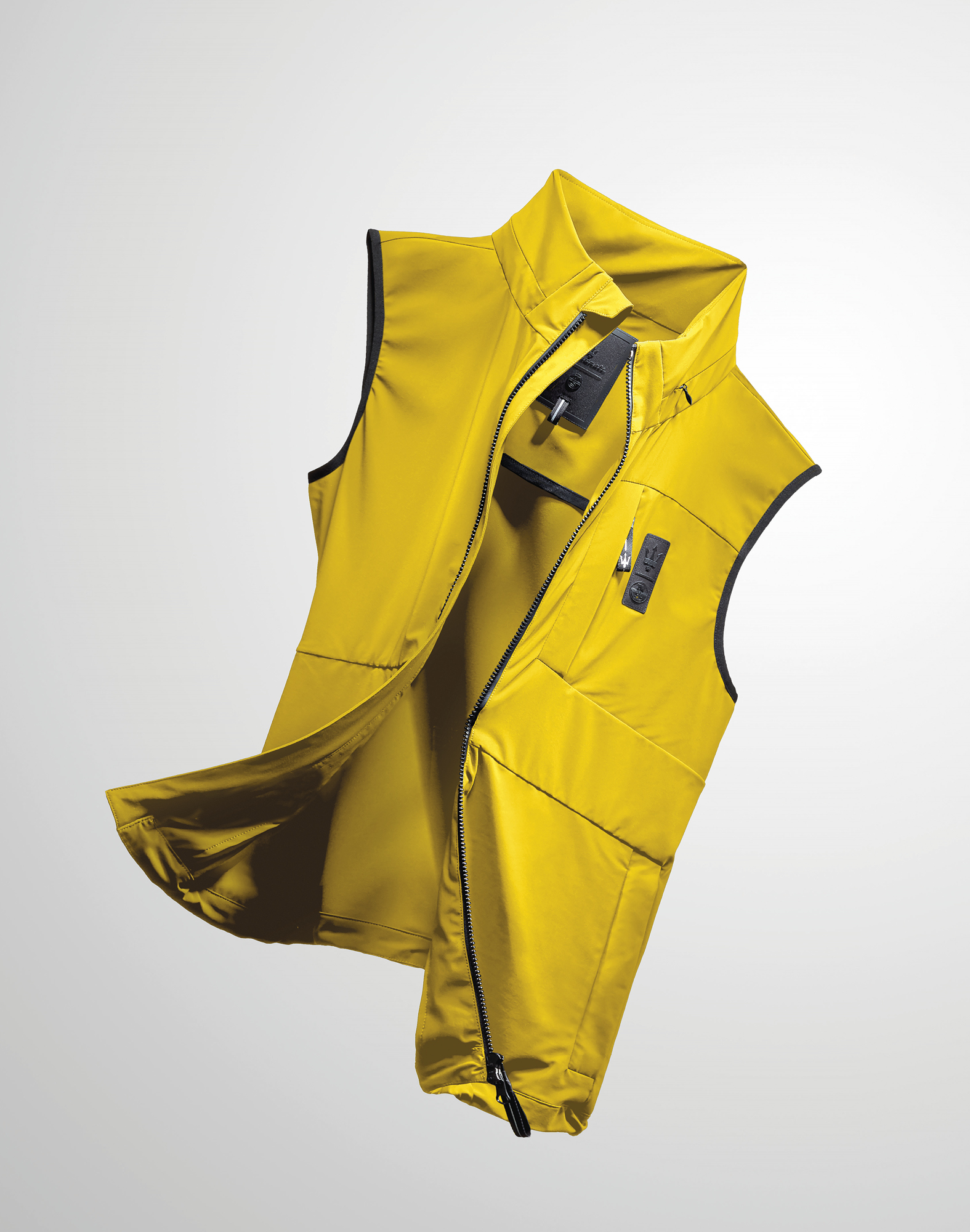 yellow gilet designed by North Sails Apparel and Maserati in 2022
