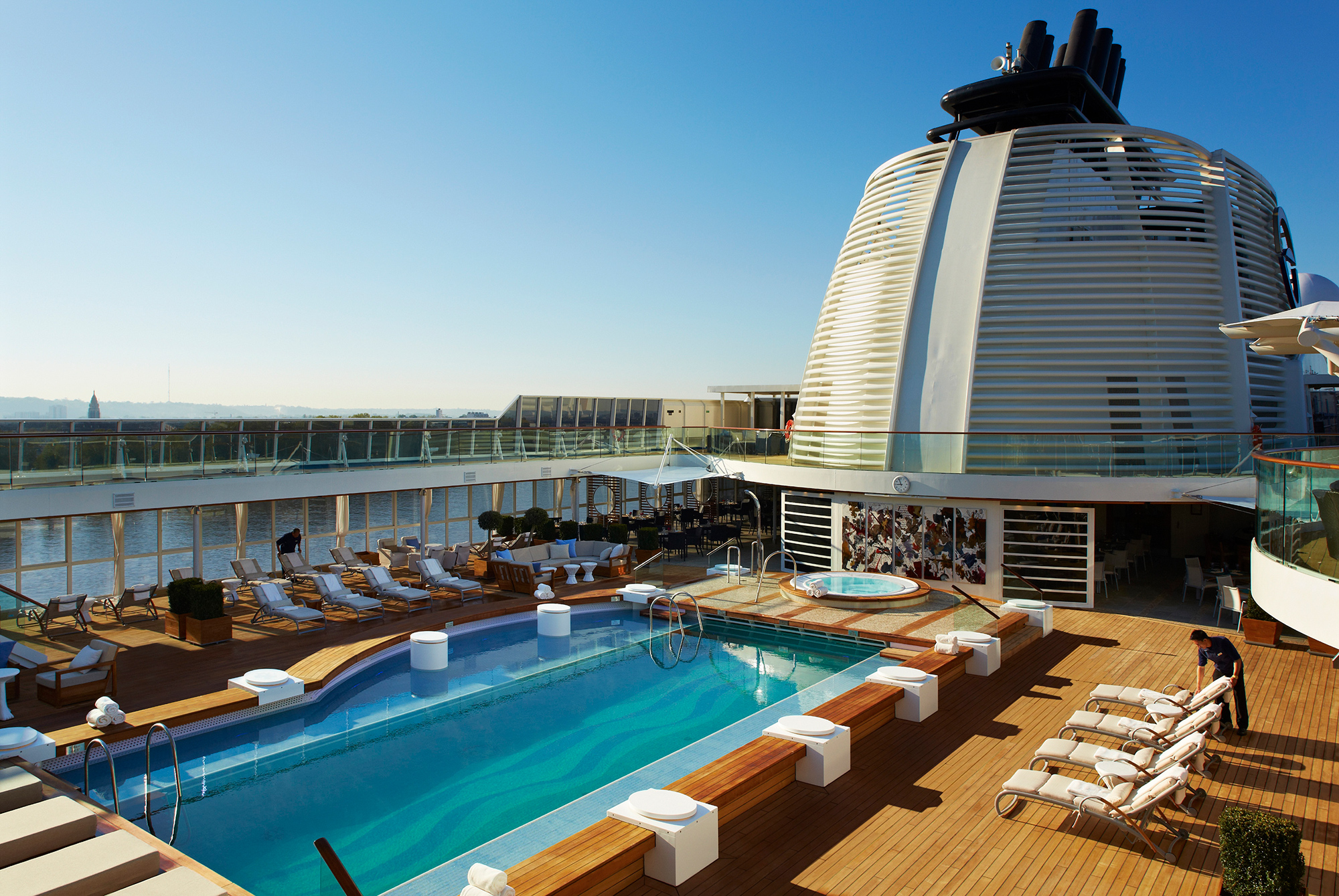 The pool deck on The World