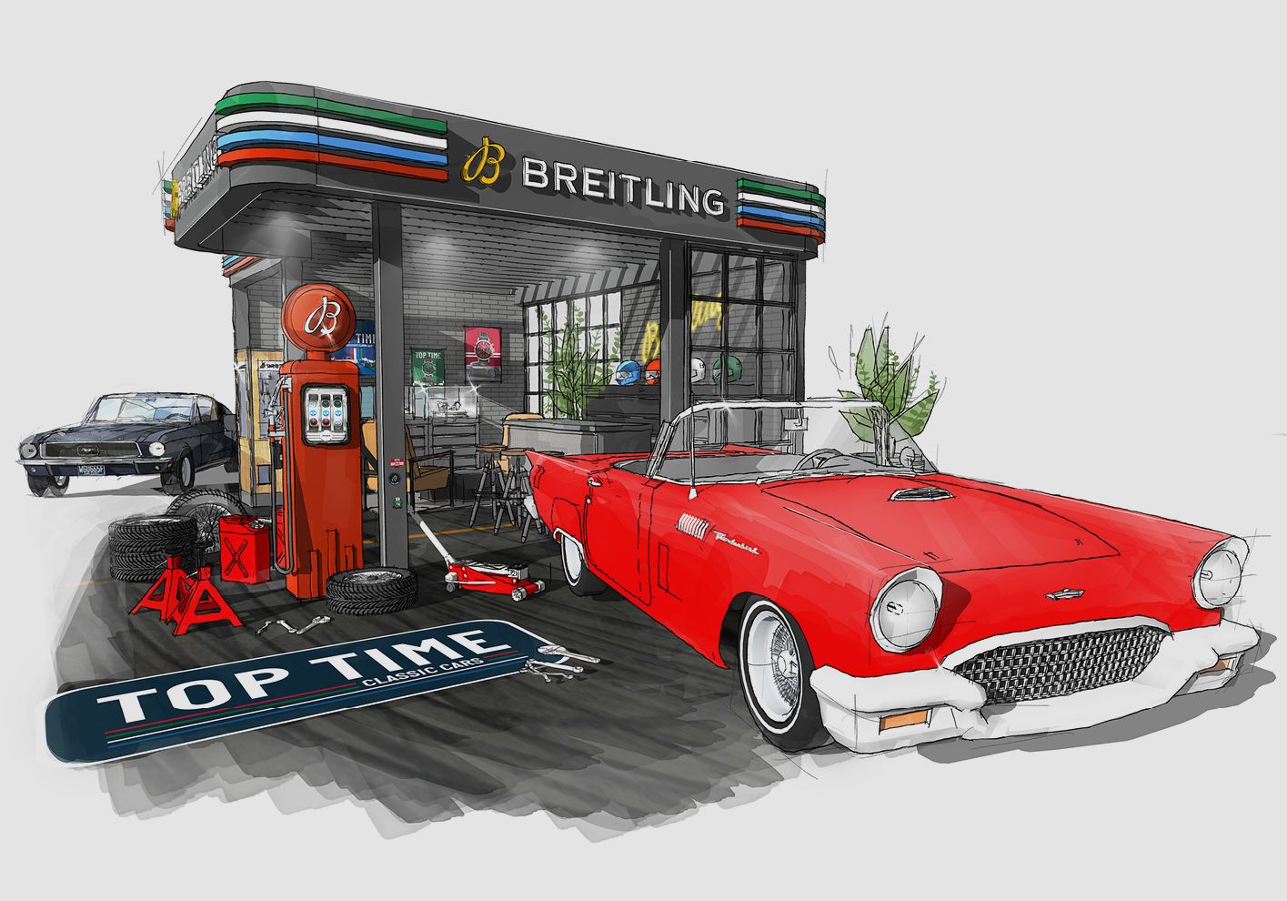 Breitling’s conceptual installation at its Café and Boutique in Battersea Power Station boasts broad appeal for watch and car enthusiasts alike