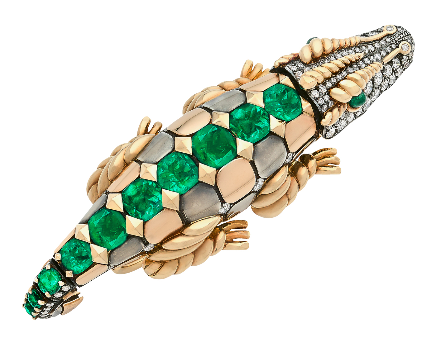 Emerald crocodile ring by Elie Top