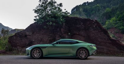 The Aston Martin DB12 in Iridescent Emerald, whose signature, effortless good looks now have the interior and performance to match, making it a supercar contender