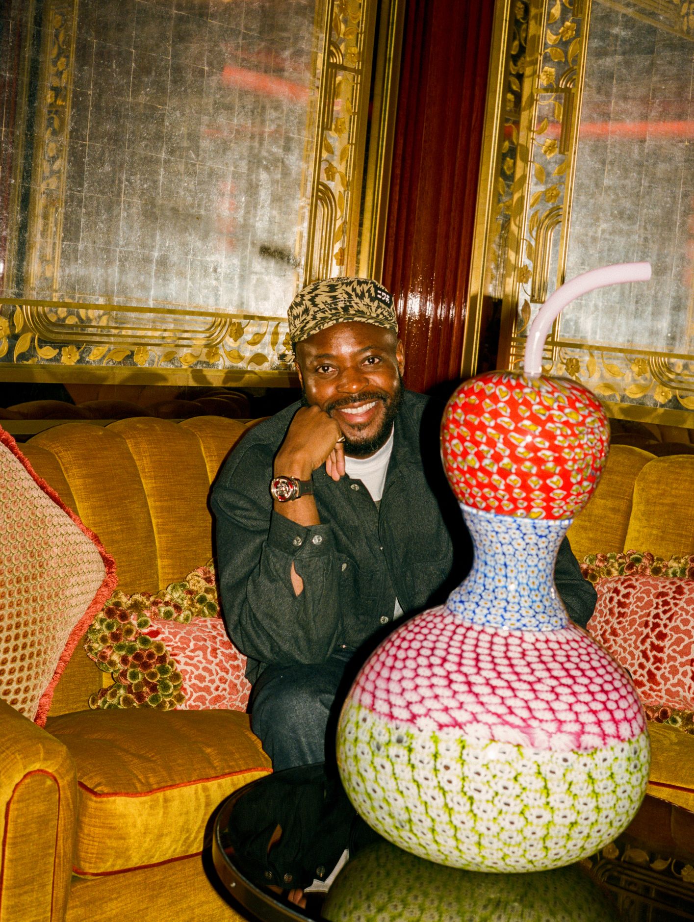 British artist Yinka Ilori with his Murano glass vase titled, One Life: Igbesi Aye Kan