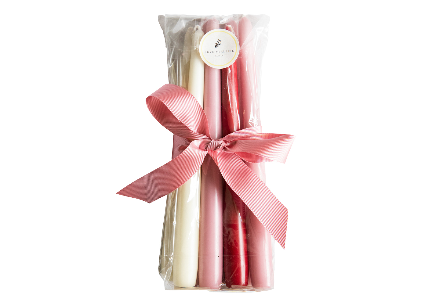 Set of eight rose petal pink and red candles