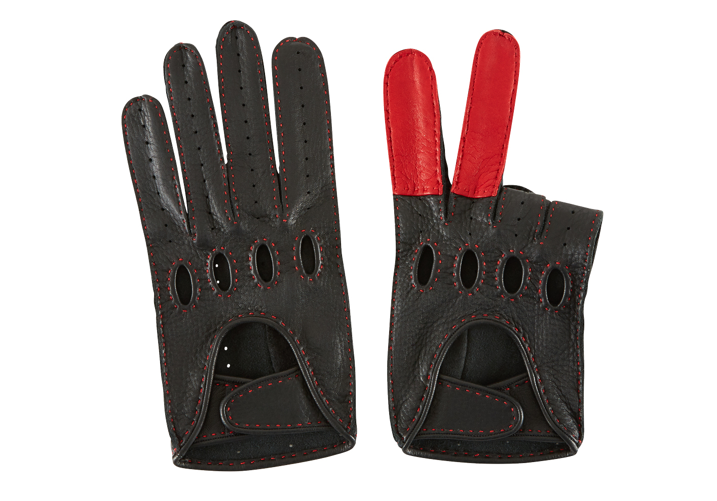 Black and red Road Rage driving gloves, £315
