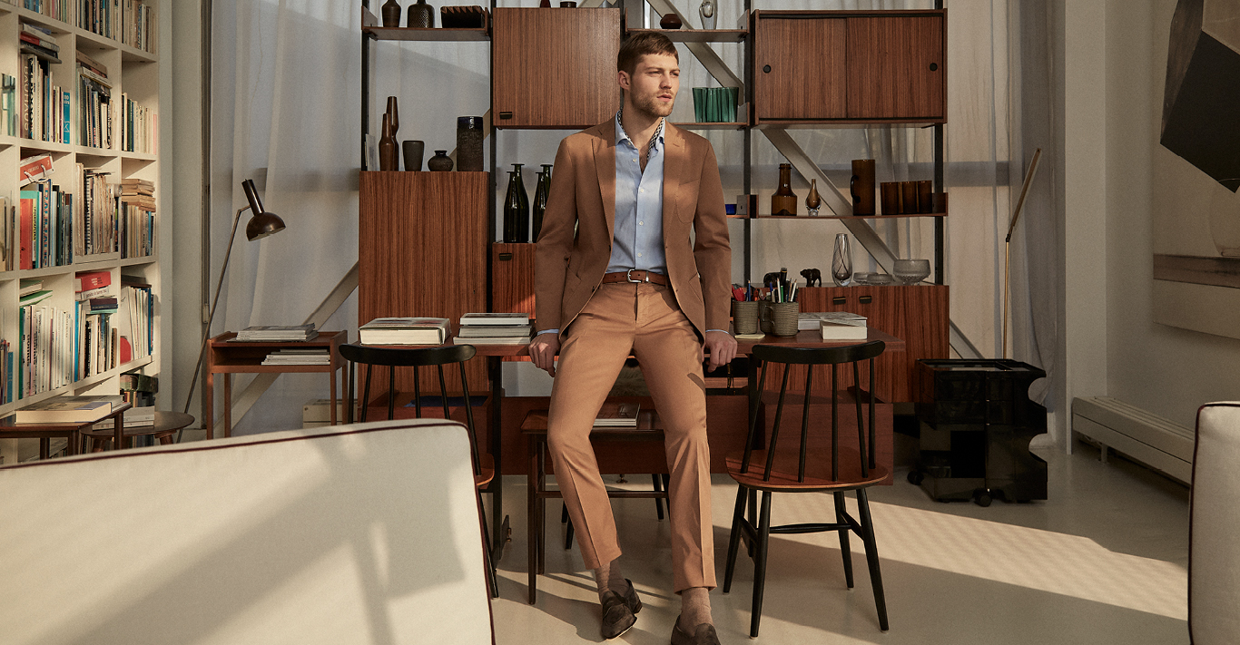 The Incotex suit is available from Slowear in a spectrum of shades, from earthy tobacco to summery pastels