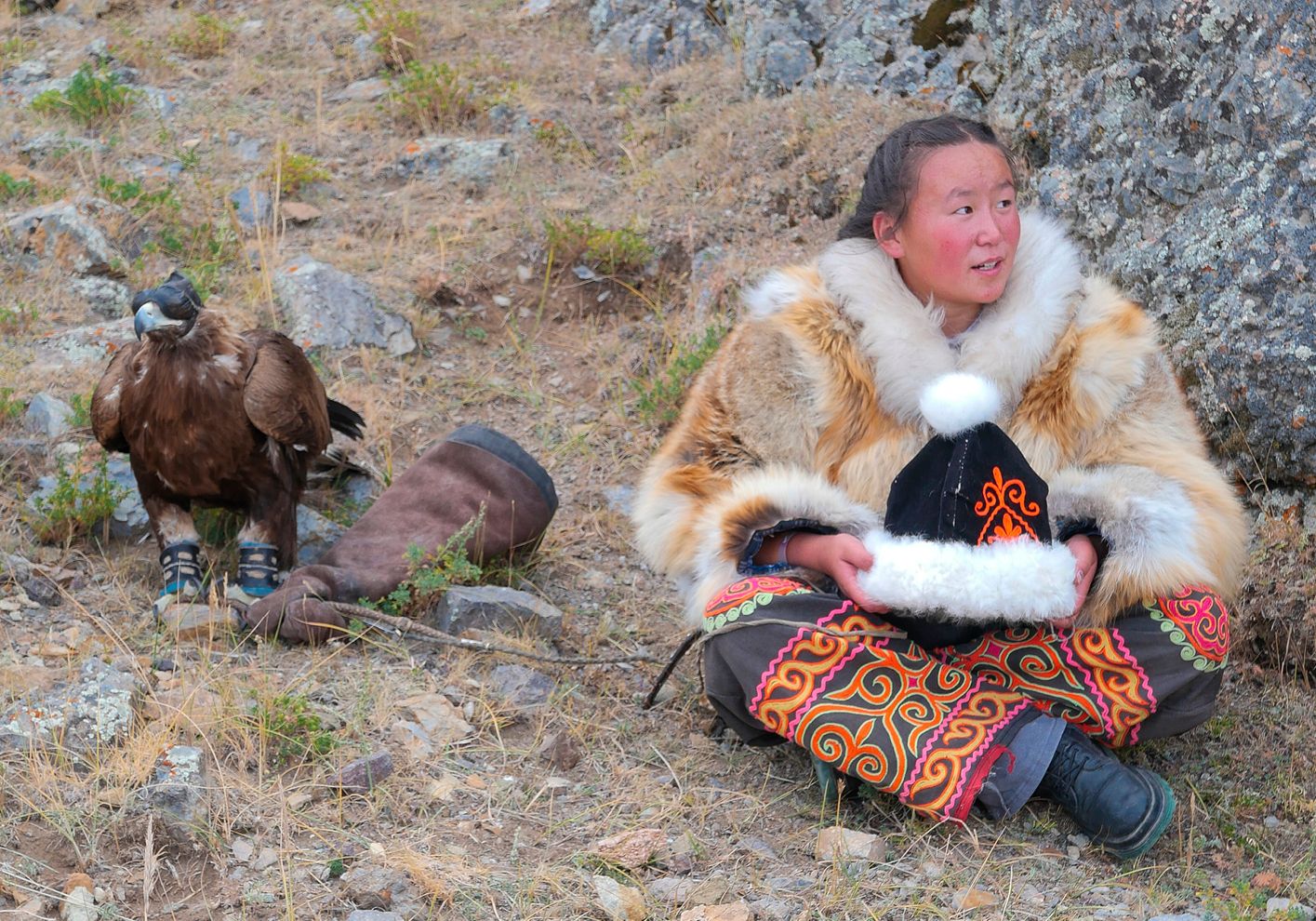Eagle hunting is practised by male and female nomads