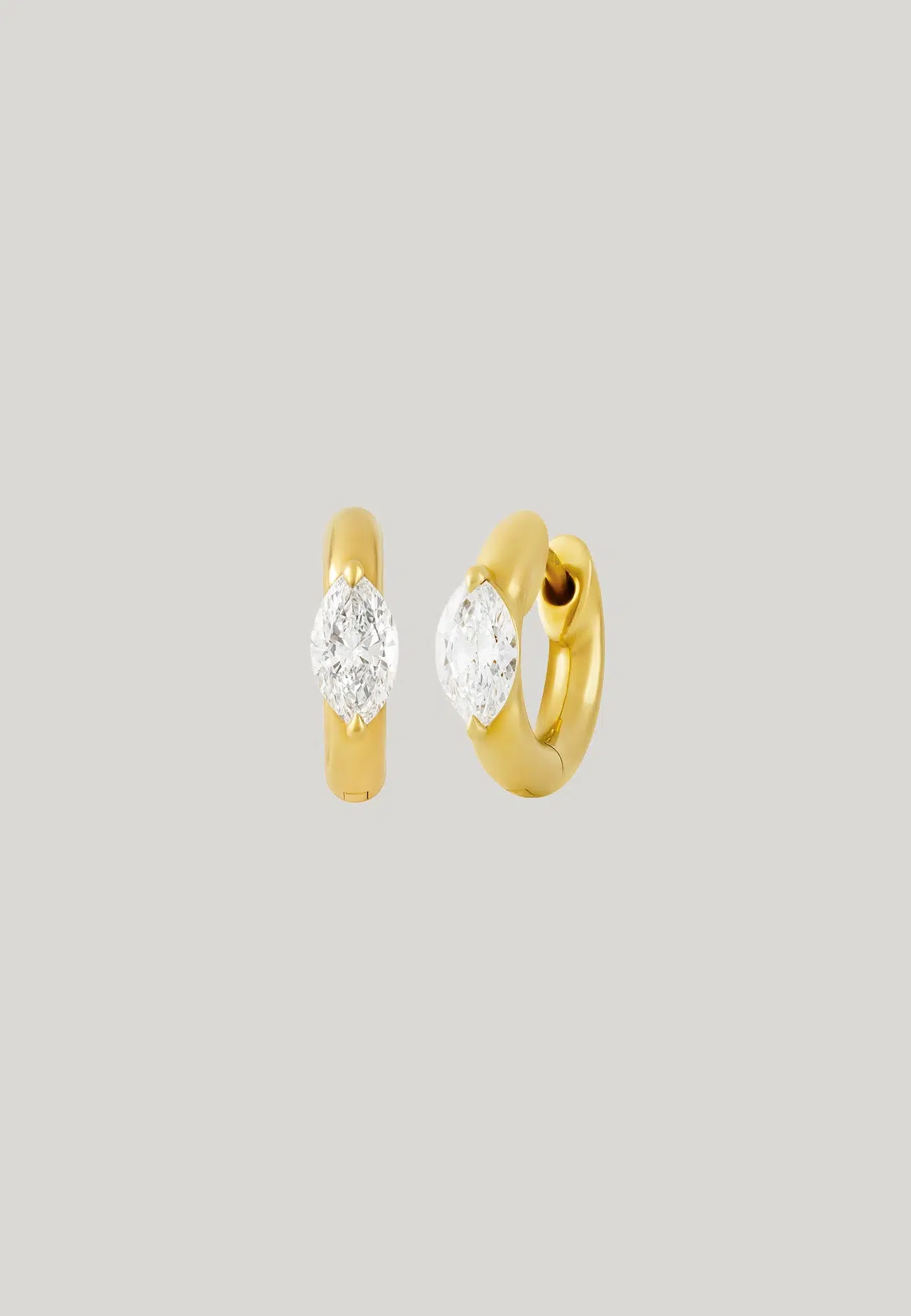 DMR DAY DIAMONDS YELLOW GOLD MARQUISE CUT DIAMOND HOOP EARRINGS