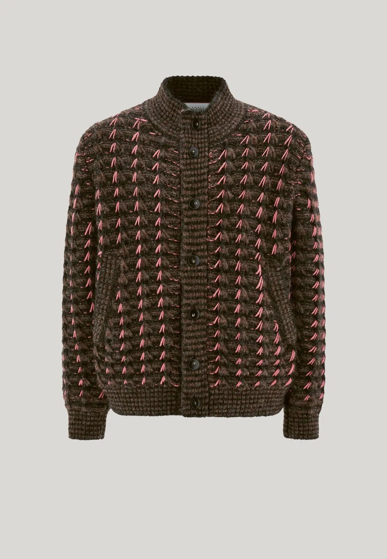 CANALI ALPACA AND WOOL-BLEND MACRO JACQUARD PATTERNED CARDIGAN