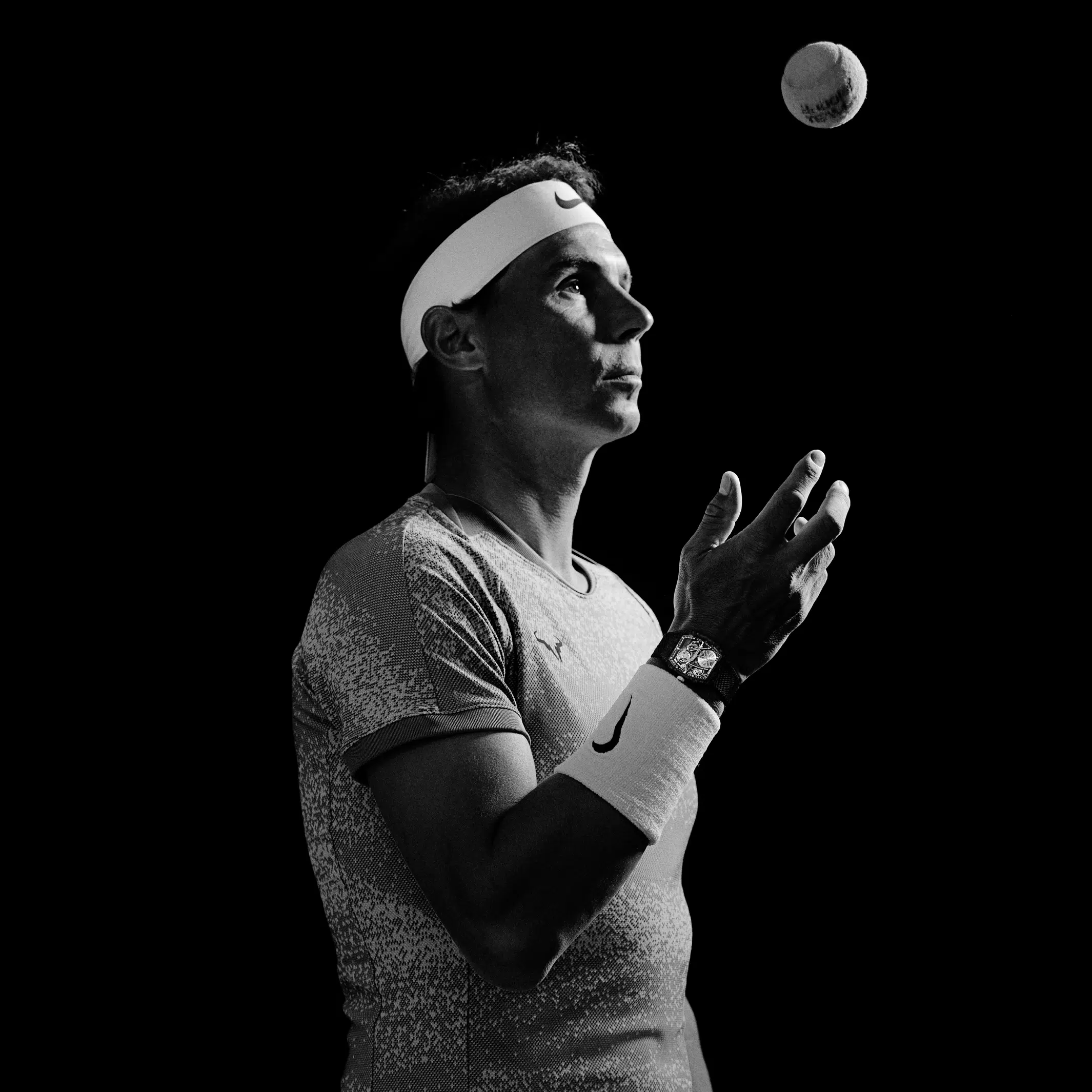 Rafael Nadal playing with tennis ball