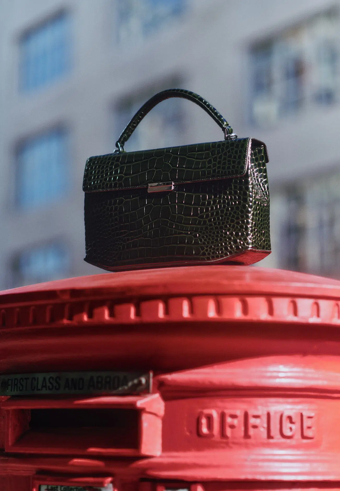 Designer bag on post box