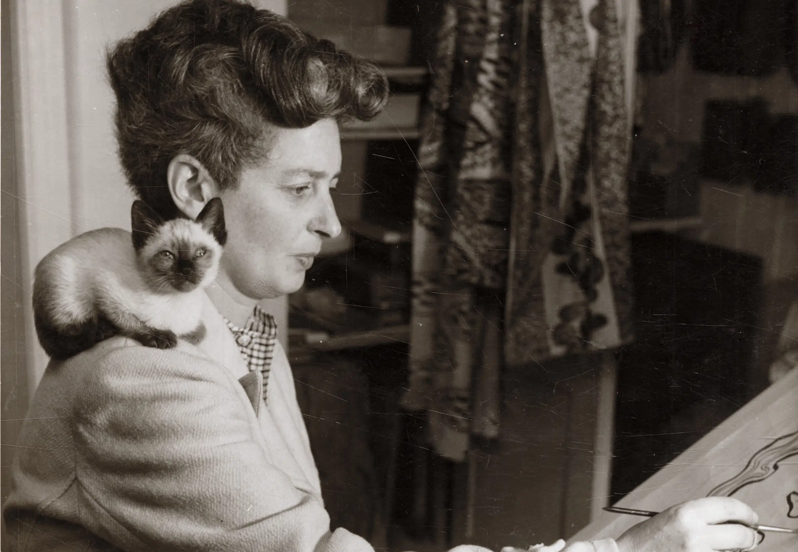 Enid Marx and her cat