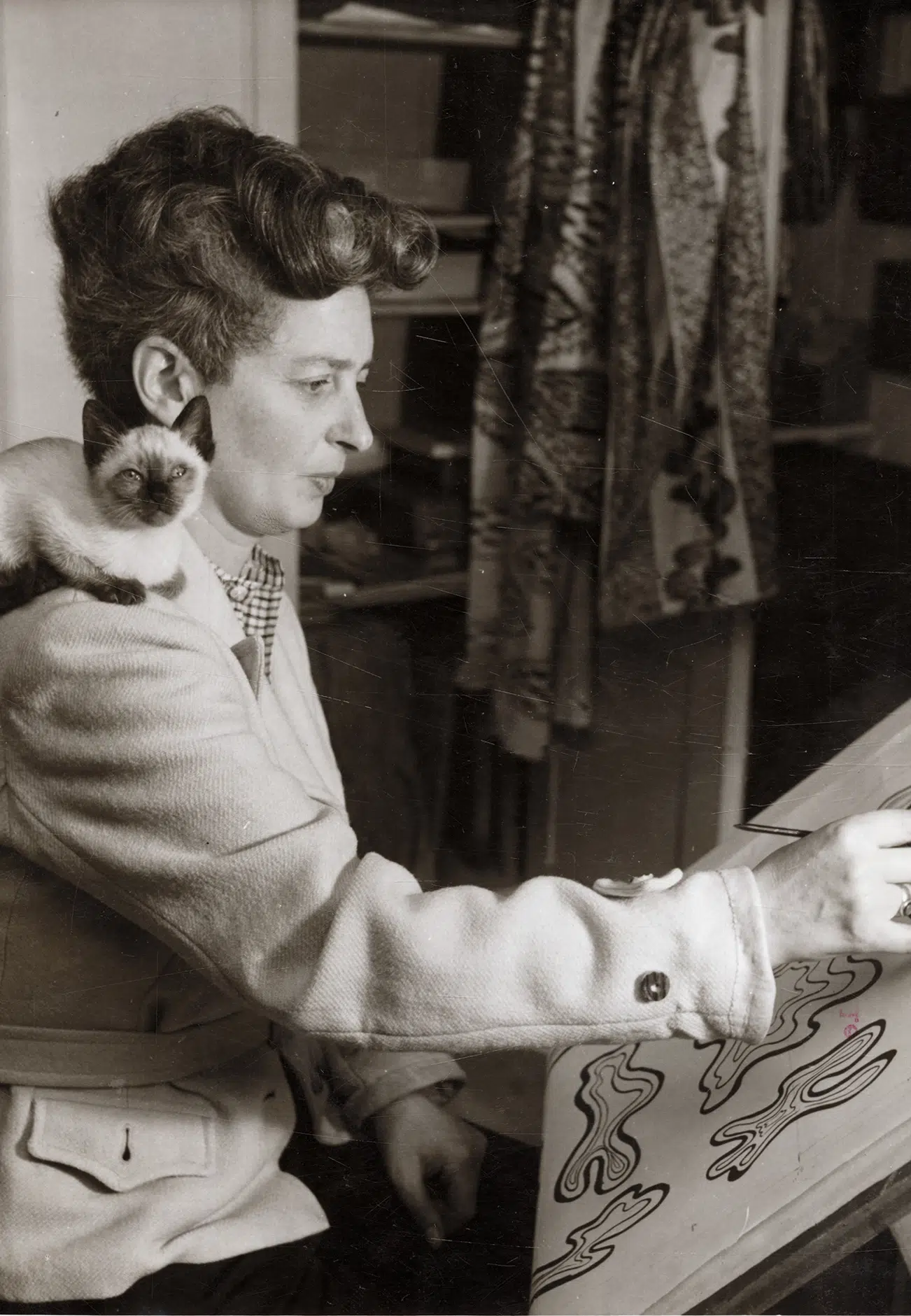 Enid Marx with her cat